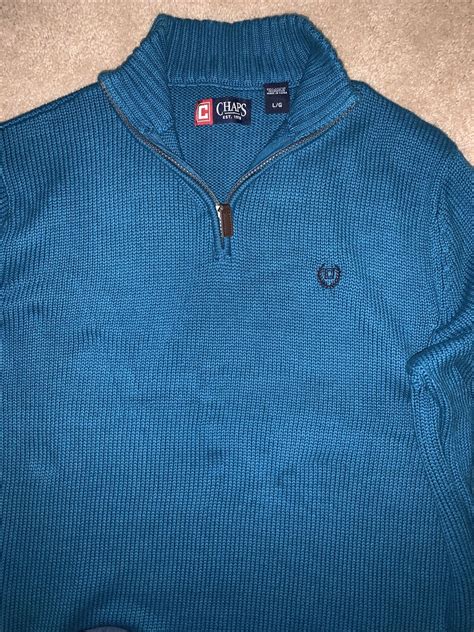 CHAPS Ralph Lauren Men Sweater L Blue Teal 100.